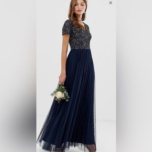 Asos navy blue sequin gown